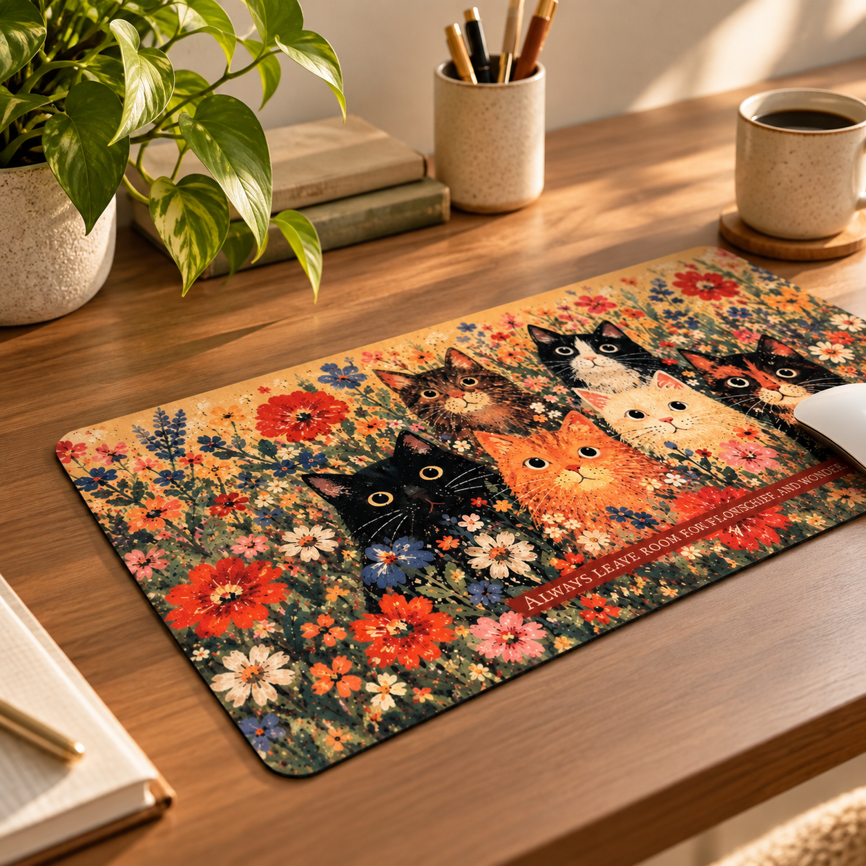 Whiskers Wildflowers Wonder Illustrated Desk Mat - Image 4