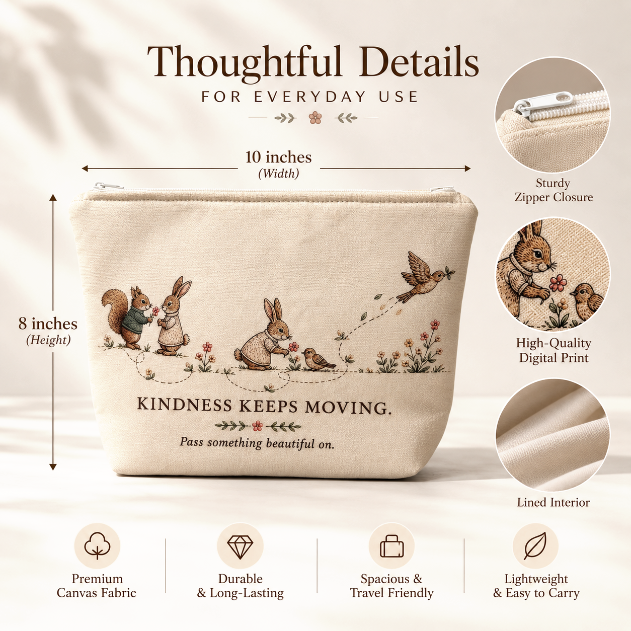 Kindness Keeps Moving Canvas Pouch - Image 5
