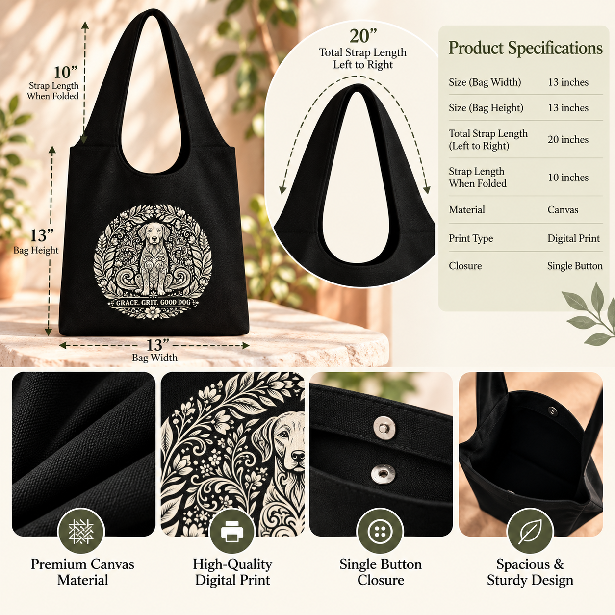 Grace Grit Good Dog Canvas Tote - Image 3