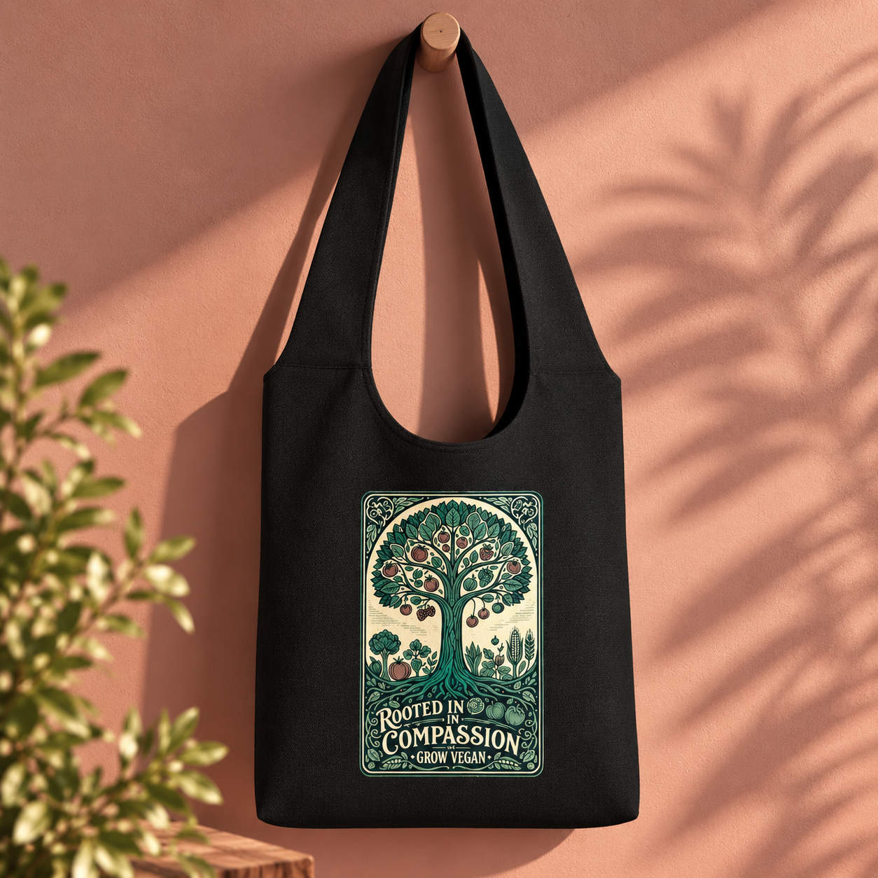 Rooted in Compassion Vegan Tote Bag - Image 2